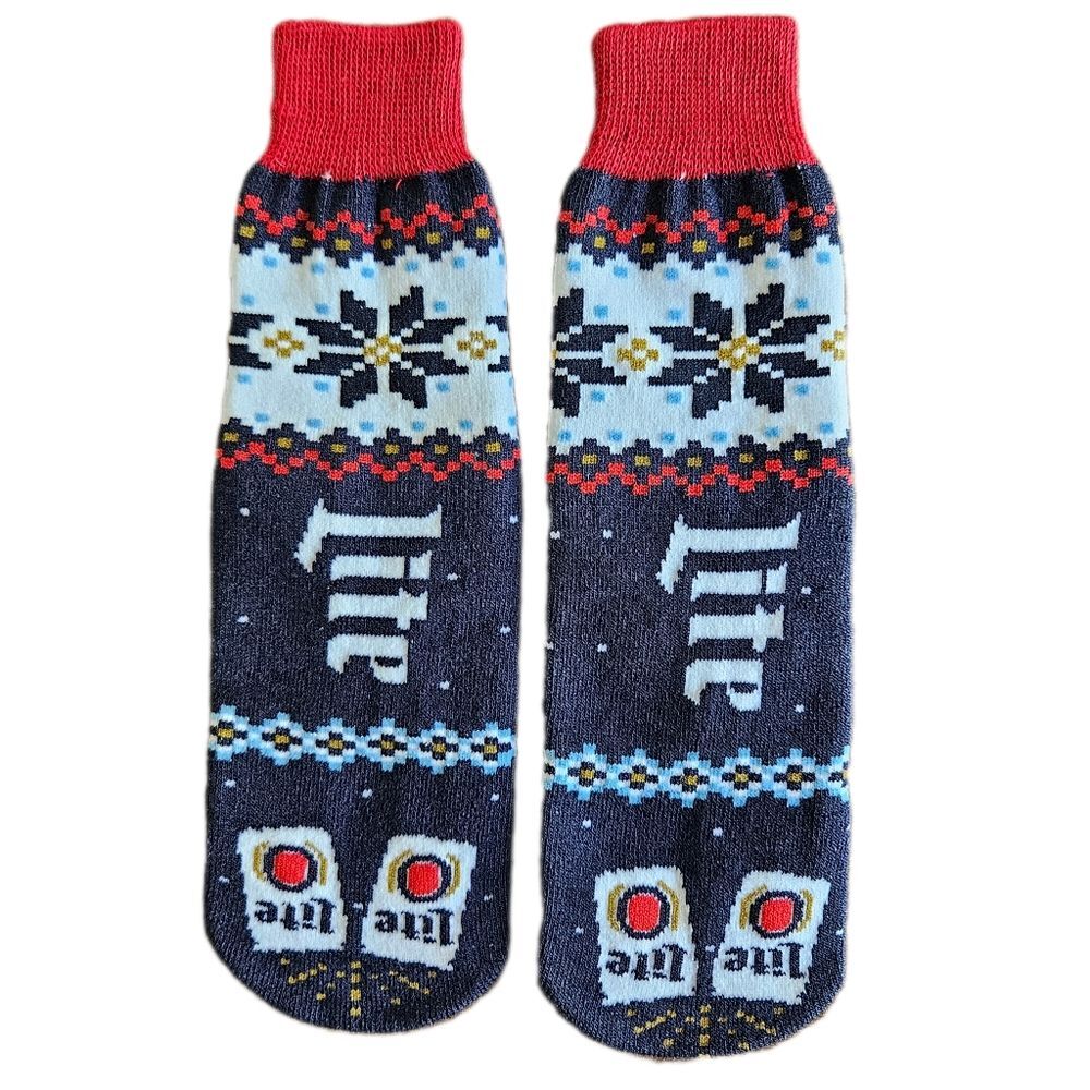 Miller Lite‎ Novelty Socks Unisex Small Crew Festive Novelty Print Gag Gift Beer